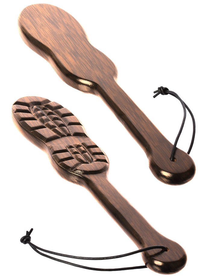 Boot Shaped Heavy Wooden Paddle - braun