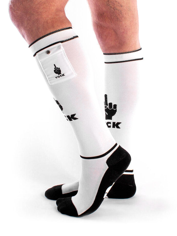 Fuck Party Socken mit Tasche - Weiß/Schwarz