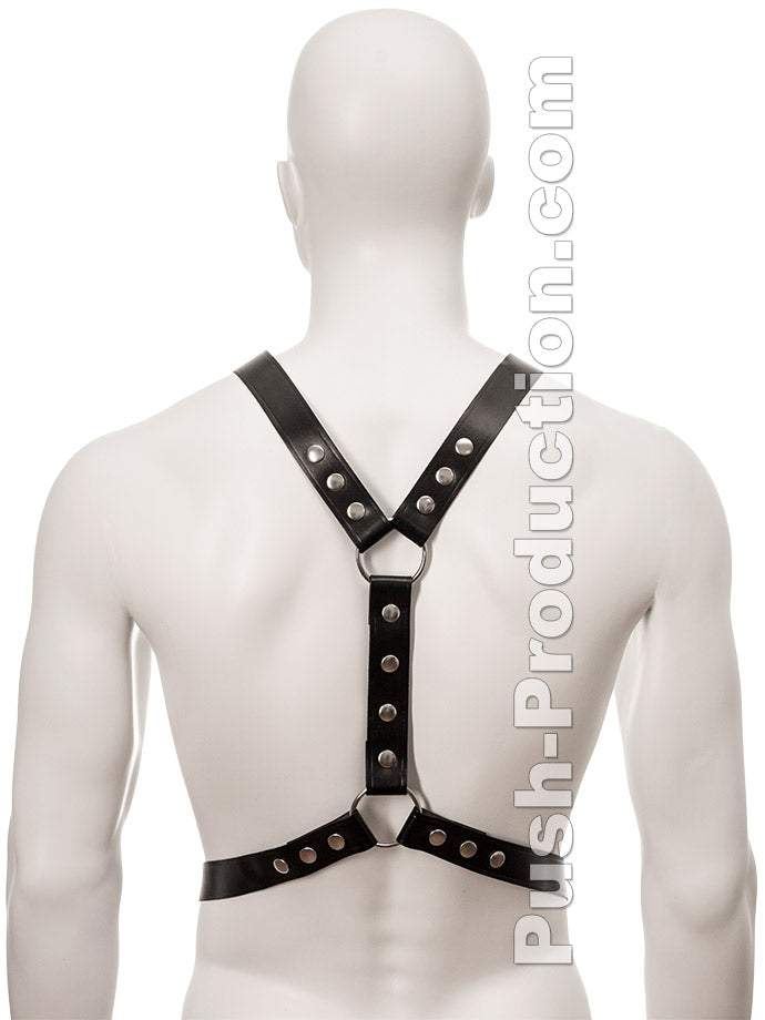 Black Leather Harness with Metal Spots