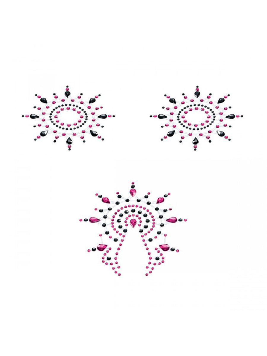 Gloria - Brust- und Venushügelschmuck - schwarz/pink