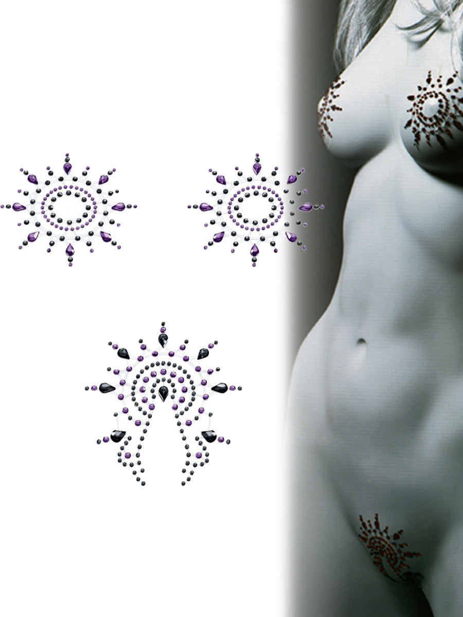 Gloria - Brust- und Venushügelschmuck - schwarz/violett