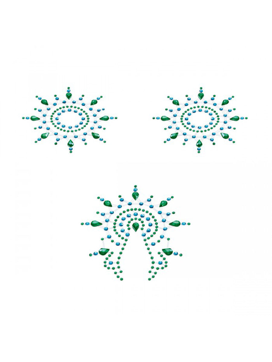 Gloria - Brust- und Venushügelschmuck - türkis/grün