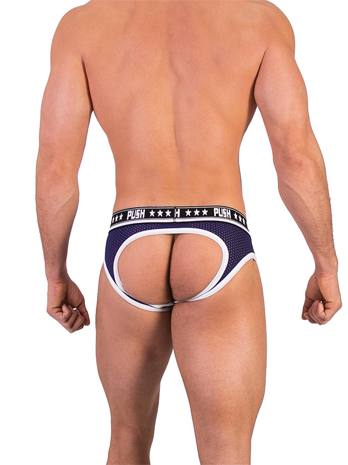 '- Push - Premium Mesh Hole Brief - Navy/Weiß