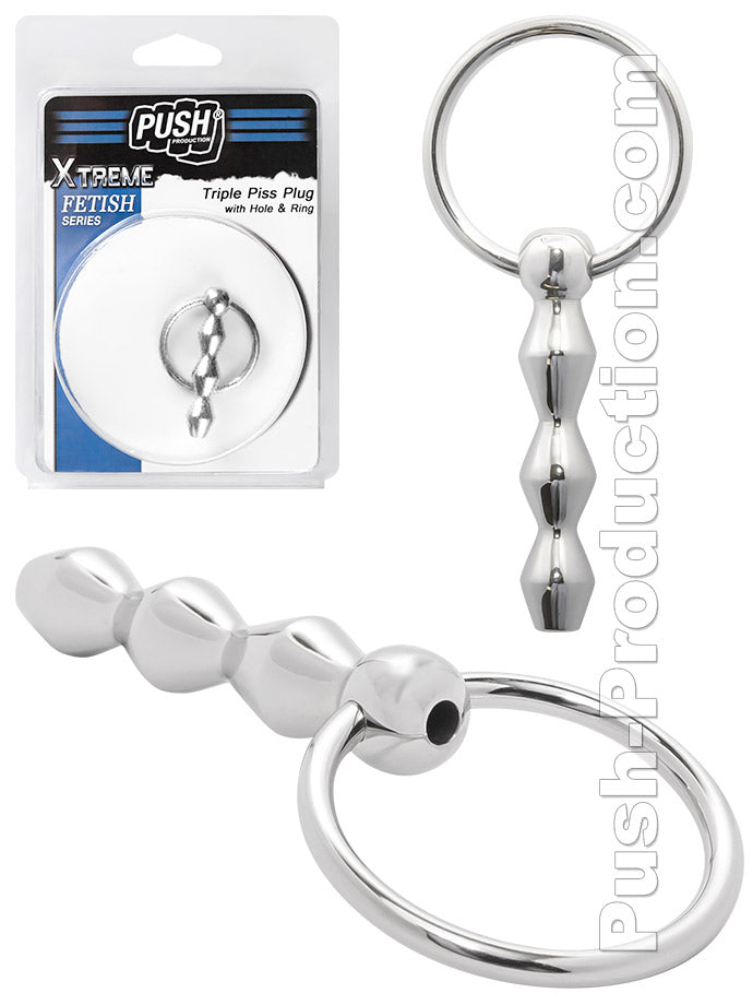Push Xtreme Fetish - Triple Piss Plug with Hole & Ring