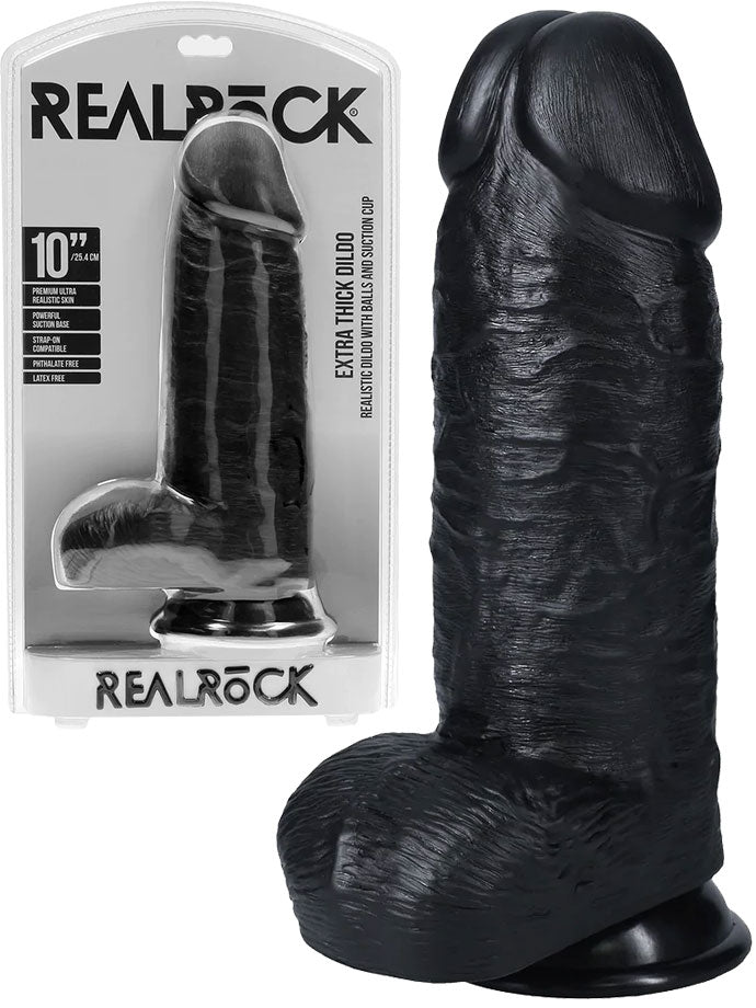 RealRock - Dildo 10 inch mit Hoden - Extra Thick