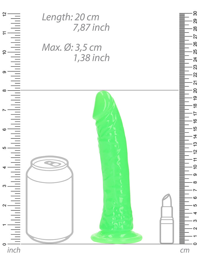 RealRock - Dildo 7 inch ohne Hoden - Glow in the Dark