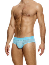 Striped Crochet Classic Brief - Hellblau