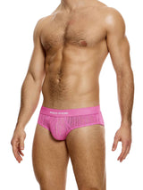 Striped Crochet Classic Brief - Pink
