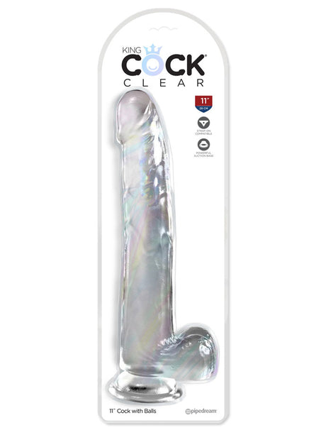 King Cock - 11 inch with Balls Clear