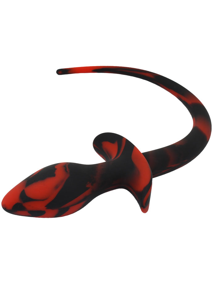 Puppy Play Silikon Tail Analplug - Rot/Schwarz