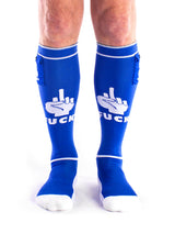Fuck Party Socken mit Tasche - Blau/Weiß