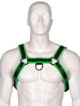 Club Echtleder Harness - Schwarz/Grün