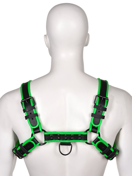 Club Echtleder Harness - Schwarz/Grün