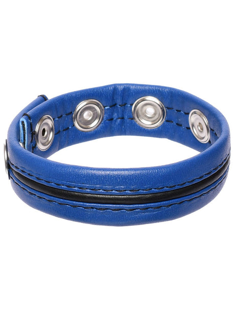 Hard Power Leder Penisring verstellbar - blau