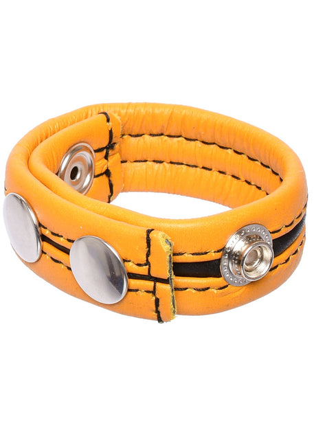Hard Power Leder Penisring verstellbar - gelb