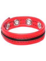 Hard Power Leder Penisring verstellbar - rot