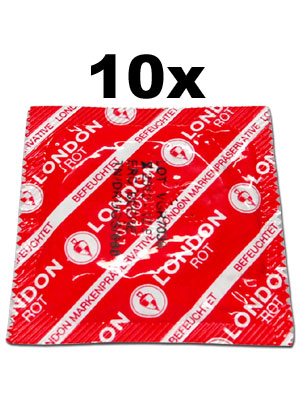 10 Stück London Kondome - Rot mit Erdbeeraroma