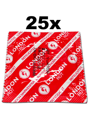 25 Stück London Kondome - Rot mit Erdbeeraroma