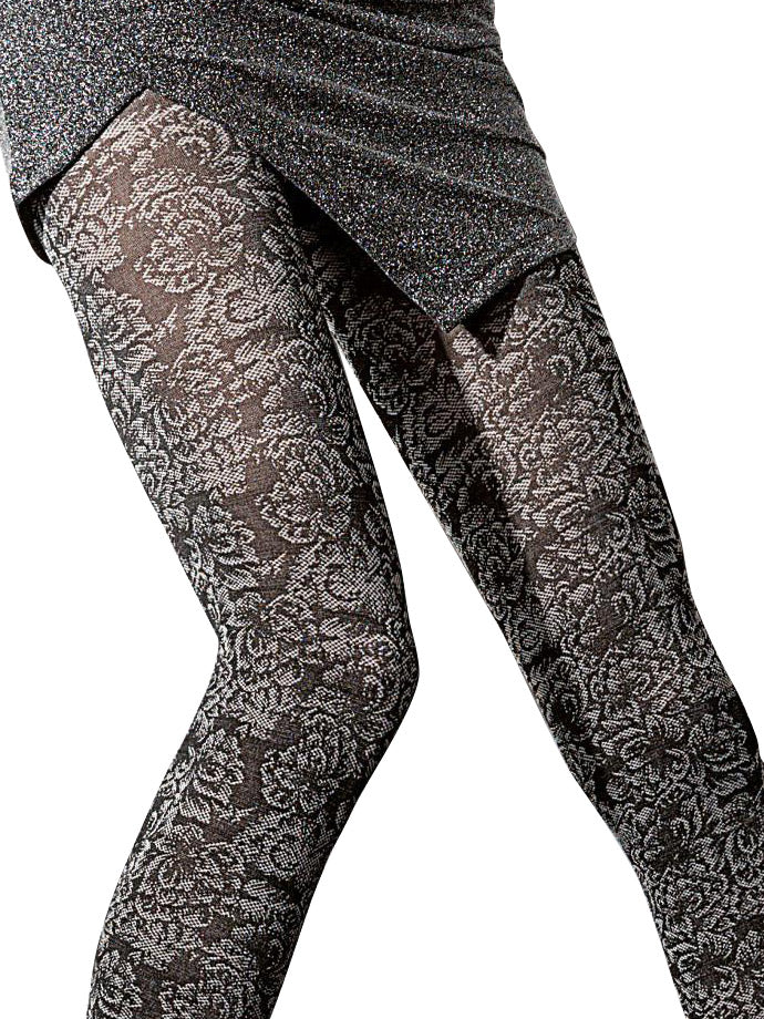 Fiore - Gemusterte Strumpfhose Doriana Hellgrau