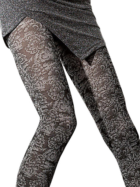 Fiore - Gemusterte Strumpfhose Doriana Hellgrau