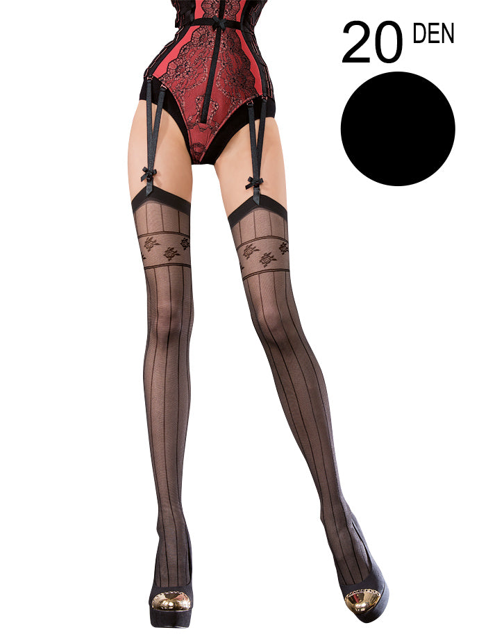 Fiore - Straps Feinstrümpfe Festiva Schwarz