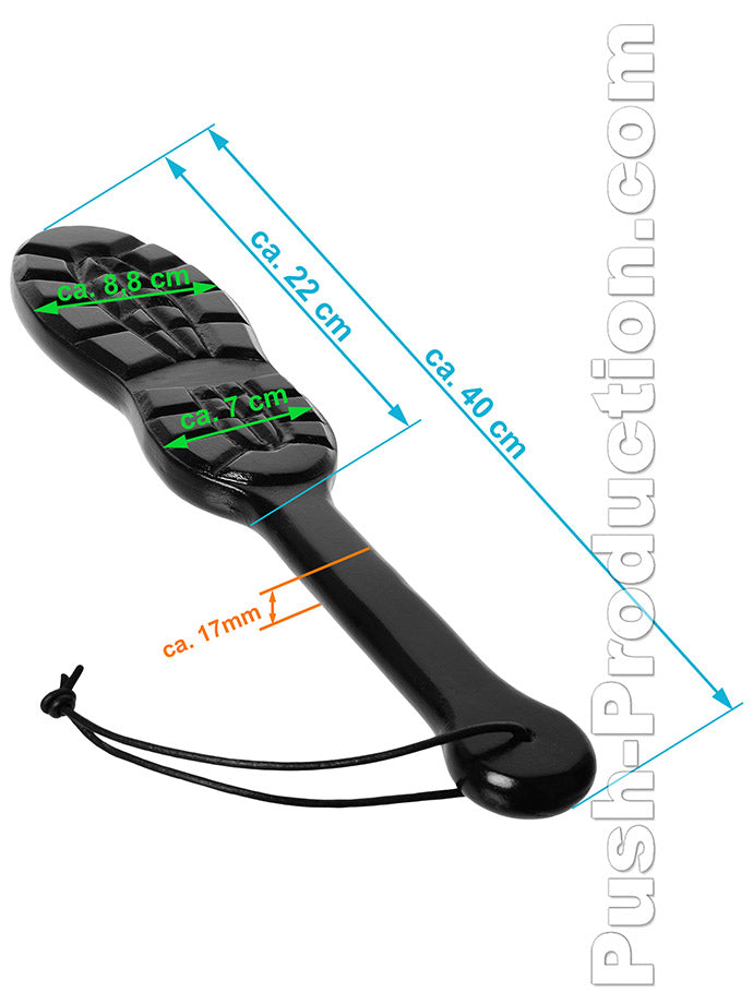 Boot Shaped Heavy Wooden Paddle - schwarz