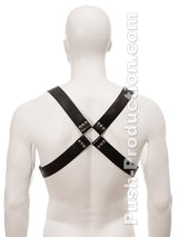 Black Leather Large Buckle & Wide Harness