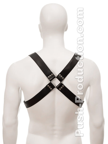 Black Leather Large Buckle & Wide Harness