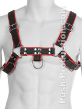 Echtledergeschirr BDSM Top Harness - Schwarz/Rot