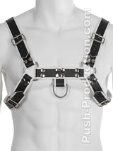 Echtledergeschirr BDSM Top Harness - Schwarz/Weiß