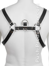 Echtledergeschirr BDSM Top Harness - Schwarz/Weiß