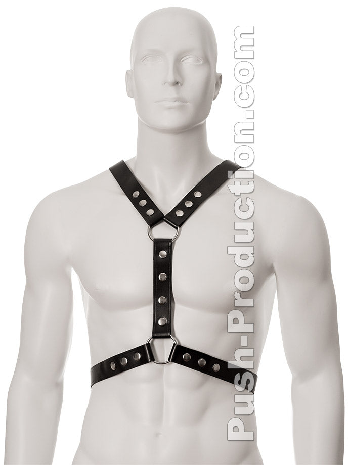 Black Leather Harness with Metal Spots
