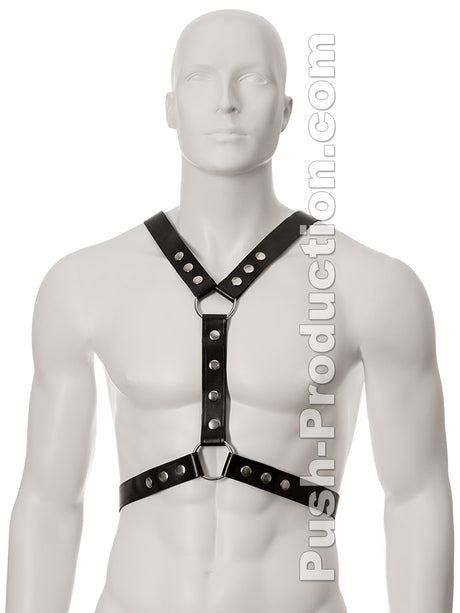 Black Leather Harness with Metal Spots