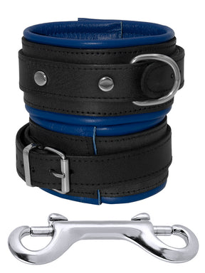 Echtleder Fußgelenkfesseln Schwarz-Blau