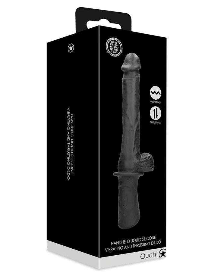 Handheld Liquid Silicone Vibrating and Thrusting Dildo