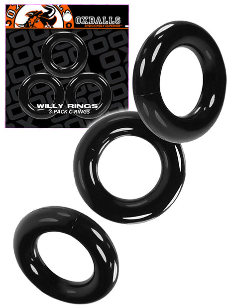 Oxballs Willy Cockring Triple Set - Schwarz