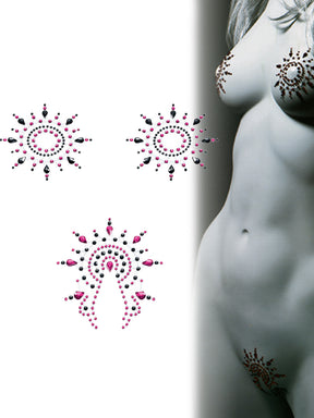 Gloria - Brust- und Venushügelschmuck - schwarz/pink