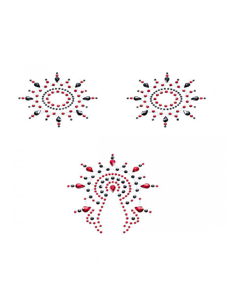 Gloria - Brust- und Venushügelschmuck - schwarz/rot
