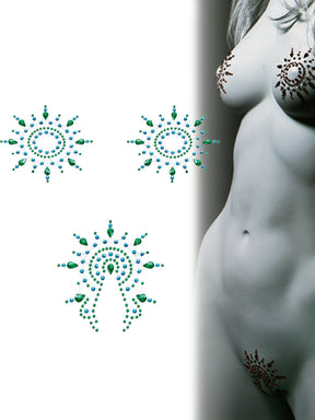 Gloria - Brust- und Venushügelschmuck - türkis/grün