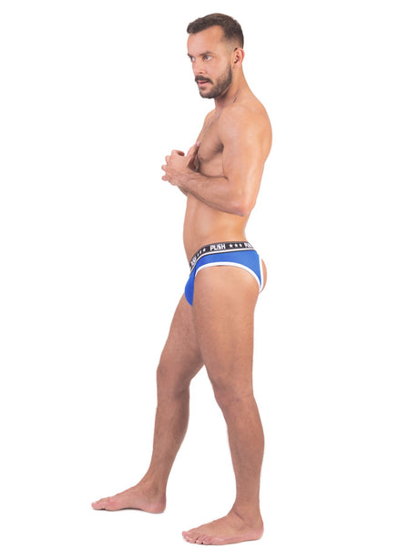 - Push - Premium Mesh Hole Brief - Royal/Weiß