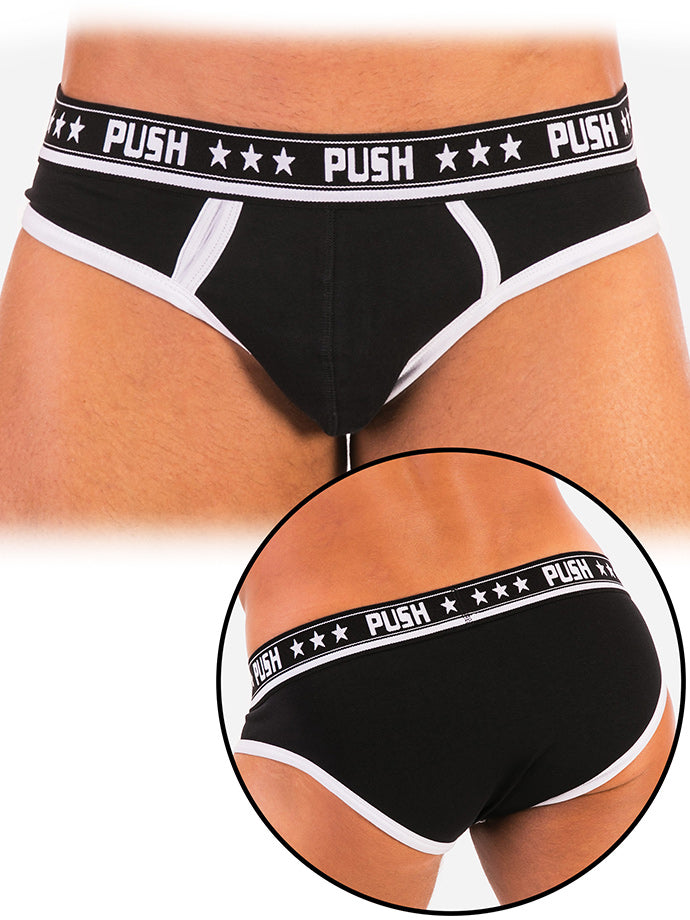 '- Push - Premium Cotton Brief - Schwarz/Weiß