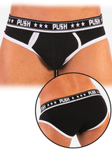 '- Push - Premium Cotton Brief - Schwarz/Weiß