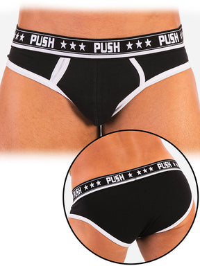 '- Push - Premium Cotton Brief - Schwarz/Weiß