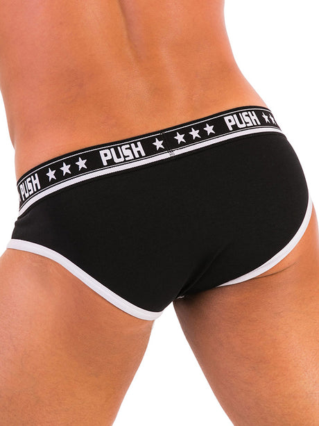 - Push - Premium Cotton Brief - Schwarz/Weiß