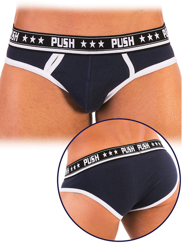 '- Push - Premium Cotton Brief - Navy/Weiß