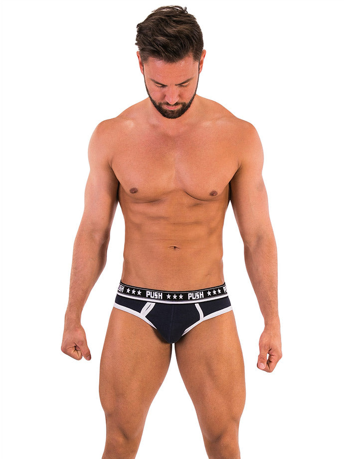 '- Push - Premium Cotton Brief - Navy/Weiß