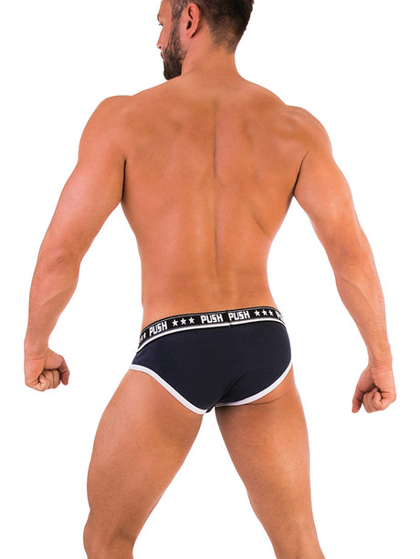 - Push - Premium Cotton Brief - Navy/Weiß