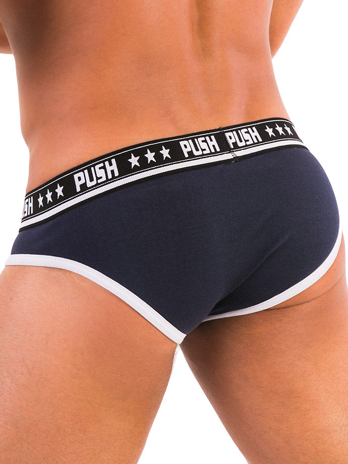 '- Push - Premium Cotton Brief - Navy/Weiß