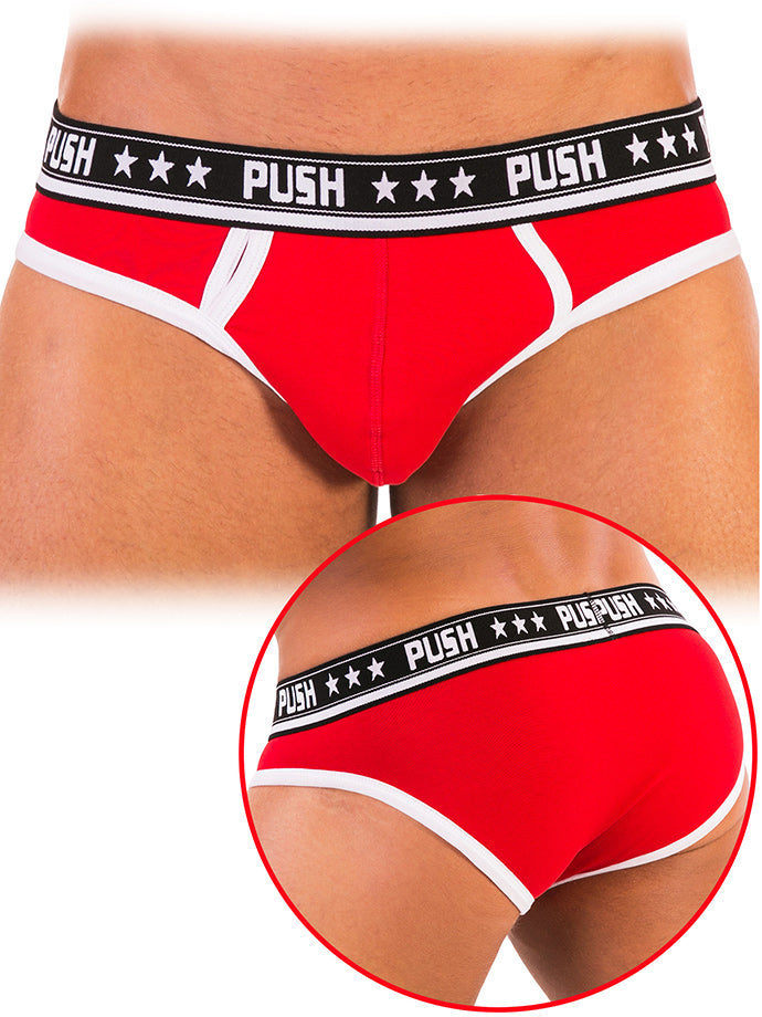 '- Push - Premium Cotton Brief - Rot/Weiß