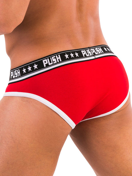 - Push - Premium Cotton Brief - Rot/Weiß
